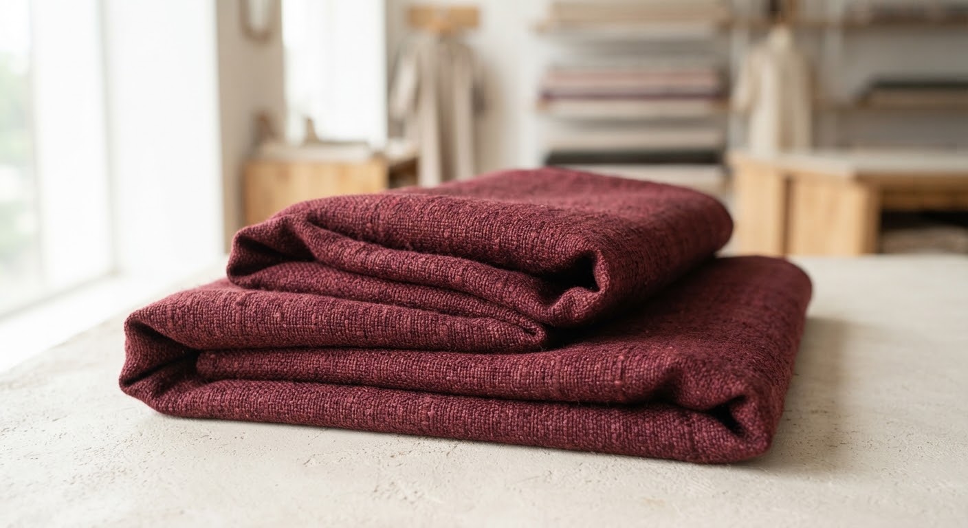 Artisanal Karandi Thaan — Rich Maroon · Textured Weave